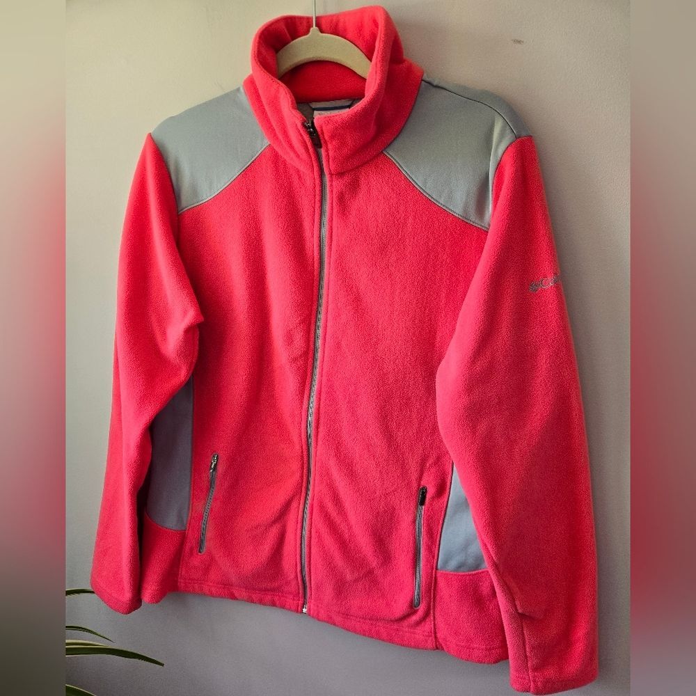 Columbia Women's Full Zip Fleece Jacket Pink & Gray Size Large